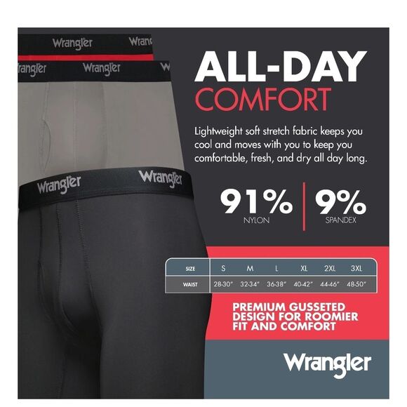 Wrangler Black Boxer Briefs Moisture-Wicking Comfort Size Small - Picture 2 of 6